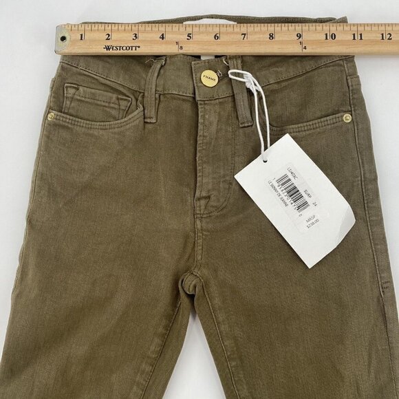 Frame Women’s Size 24 Le Skinny De Jeanne Green Coated Denim Jeans Surplus NWT - Picture 9 of 14
